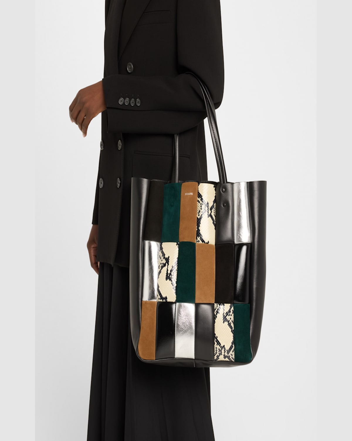 Khaite Zoe Multicolor Patchwork Leather Tote Bag In Black Multi