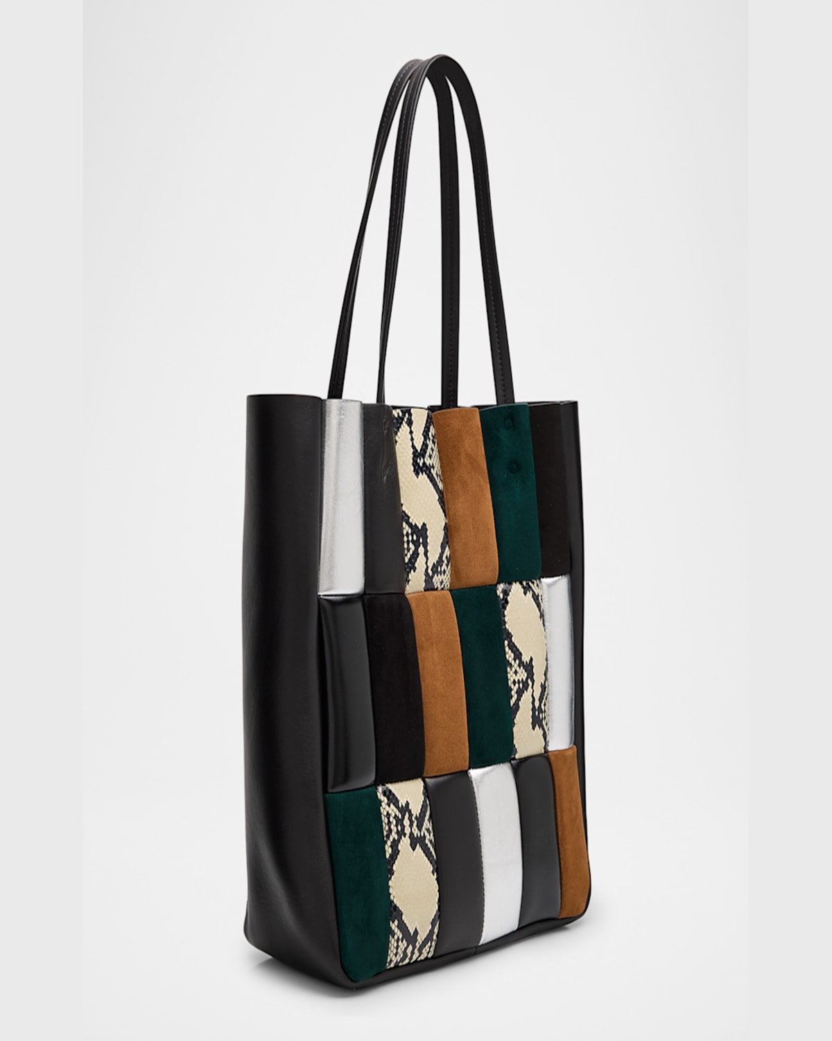 Khaite Zoe Multicolor Patchwork Leather Tote Bag In Black Multi