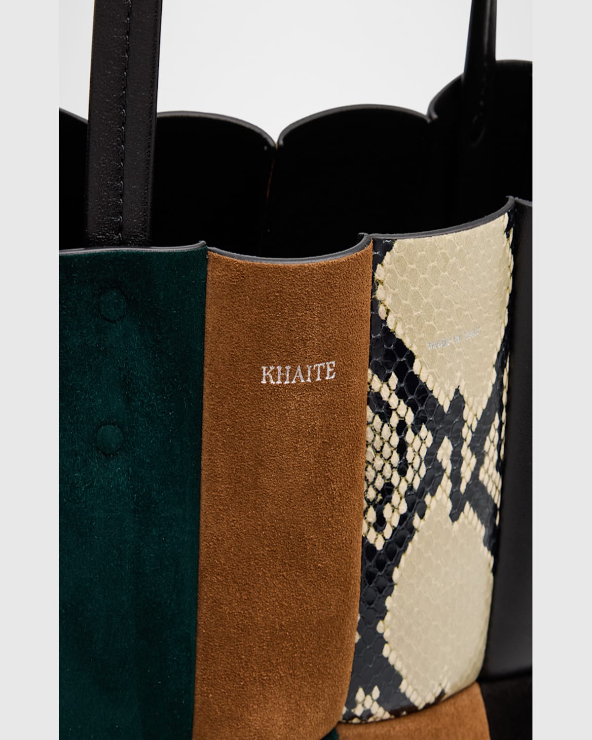 Khaite Zoe Multicolor Patchwork Leather Tote Bag In Black Multi