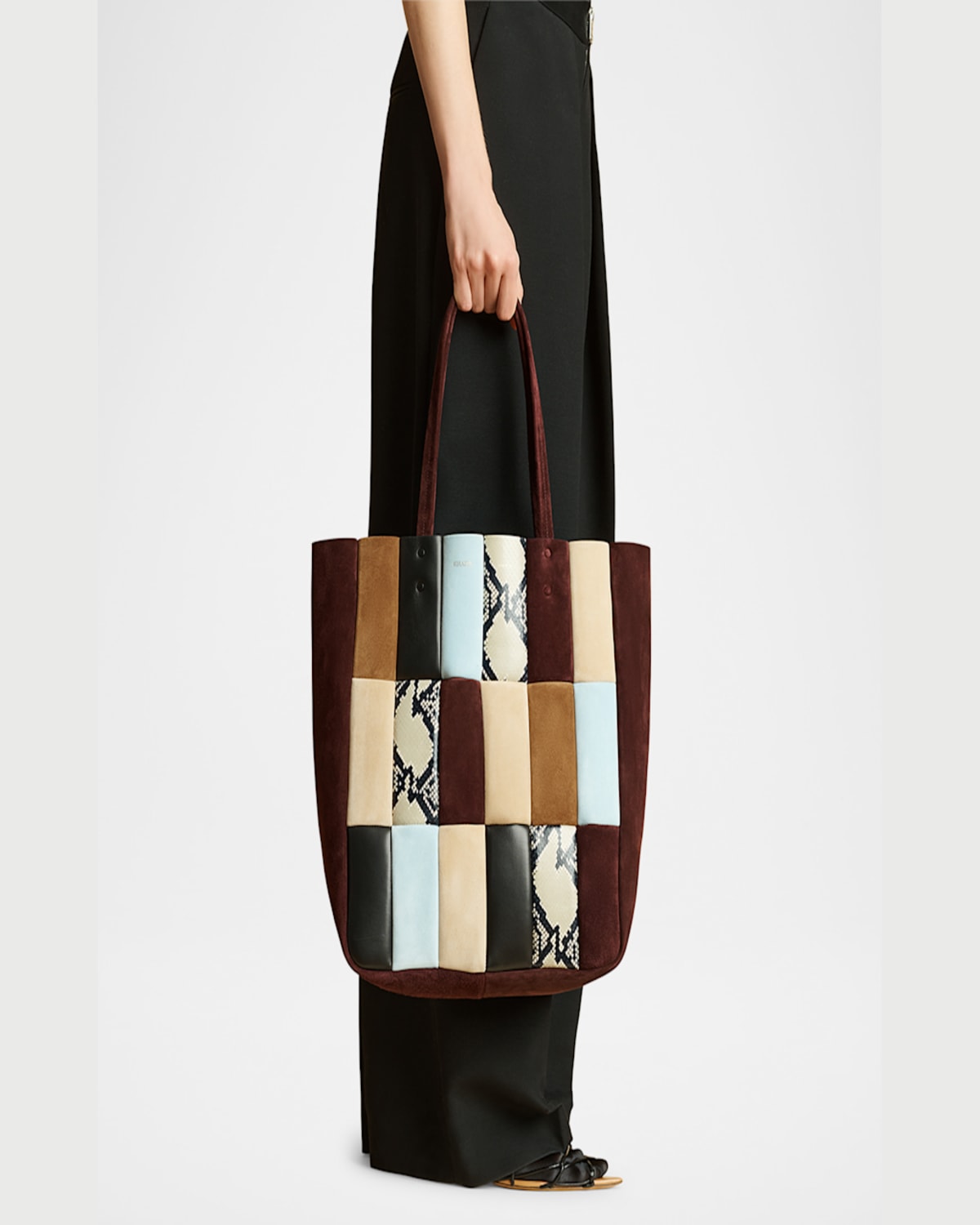 Khaite Zoe Multicolor Patchwork Leather Tote Bag In Black Multi