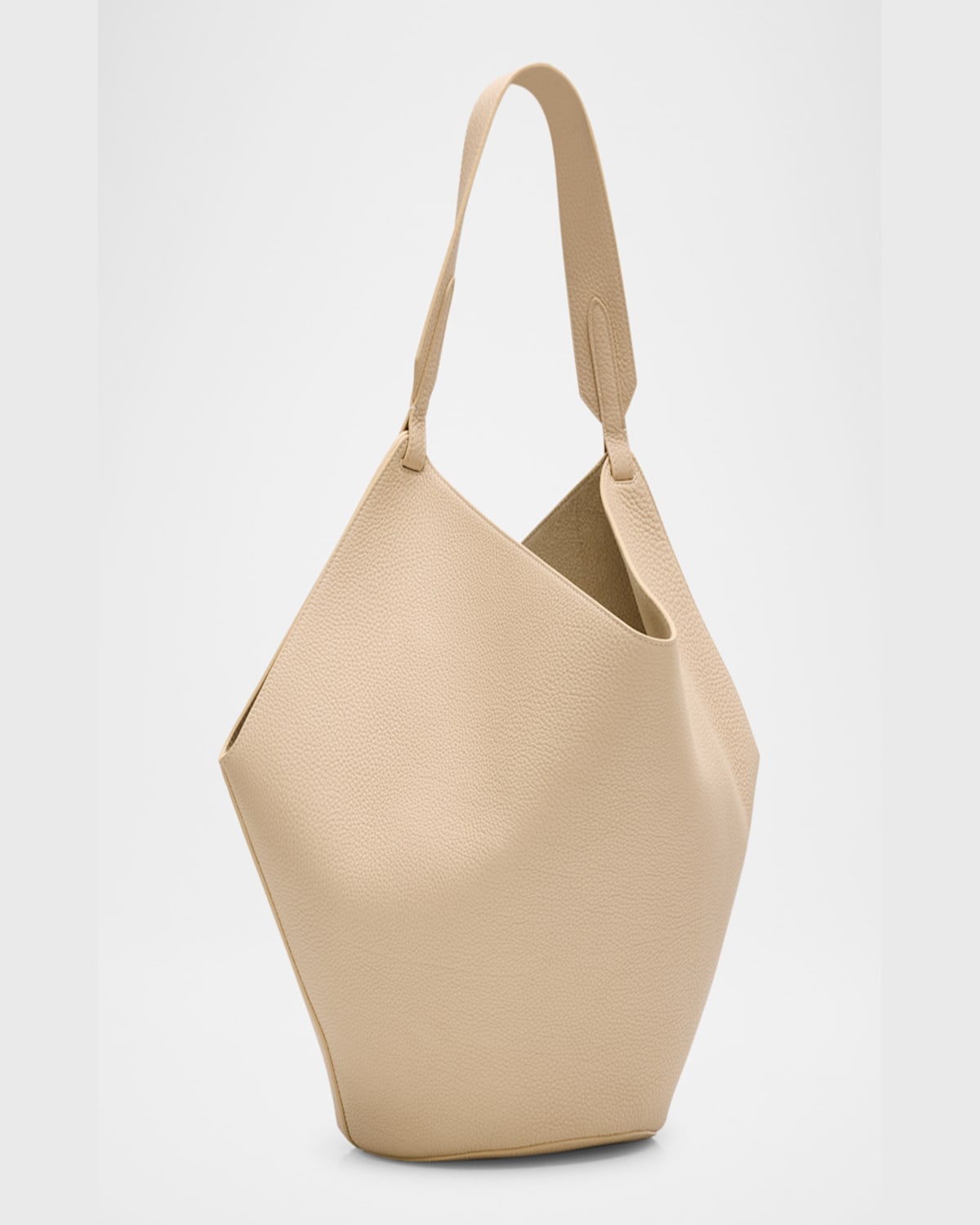 Khaite Lotus Medium Pebbled Leather Tote Bag In Dark Ivory