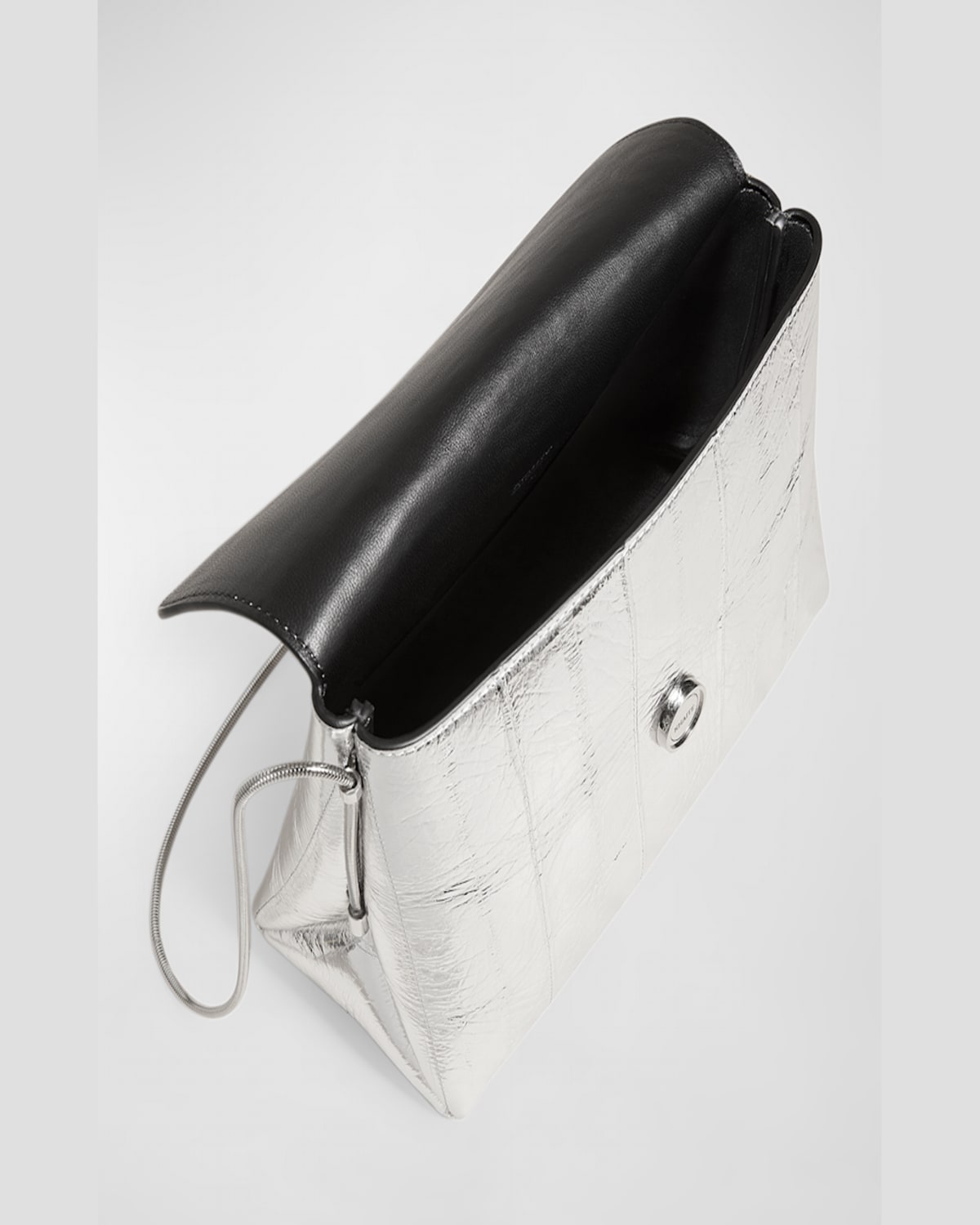 Khaite Bobbi Envelope Flap Eel-embossed Shoulder Bag In Silver