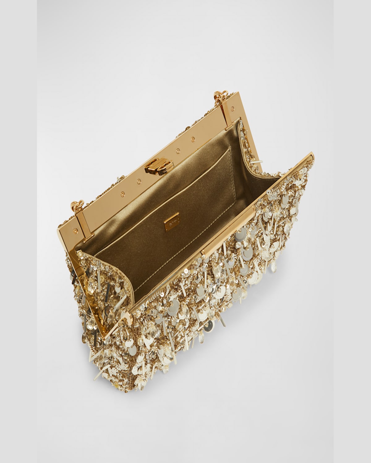 Dolce & Gabbana Marlene Sequined Clutch Bag In Oro