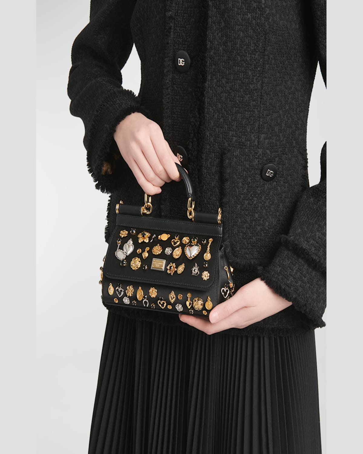 Dolce & Gabbana Small Sicily Handbag In Nero Multicolor