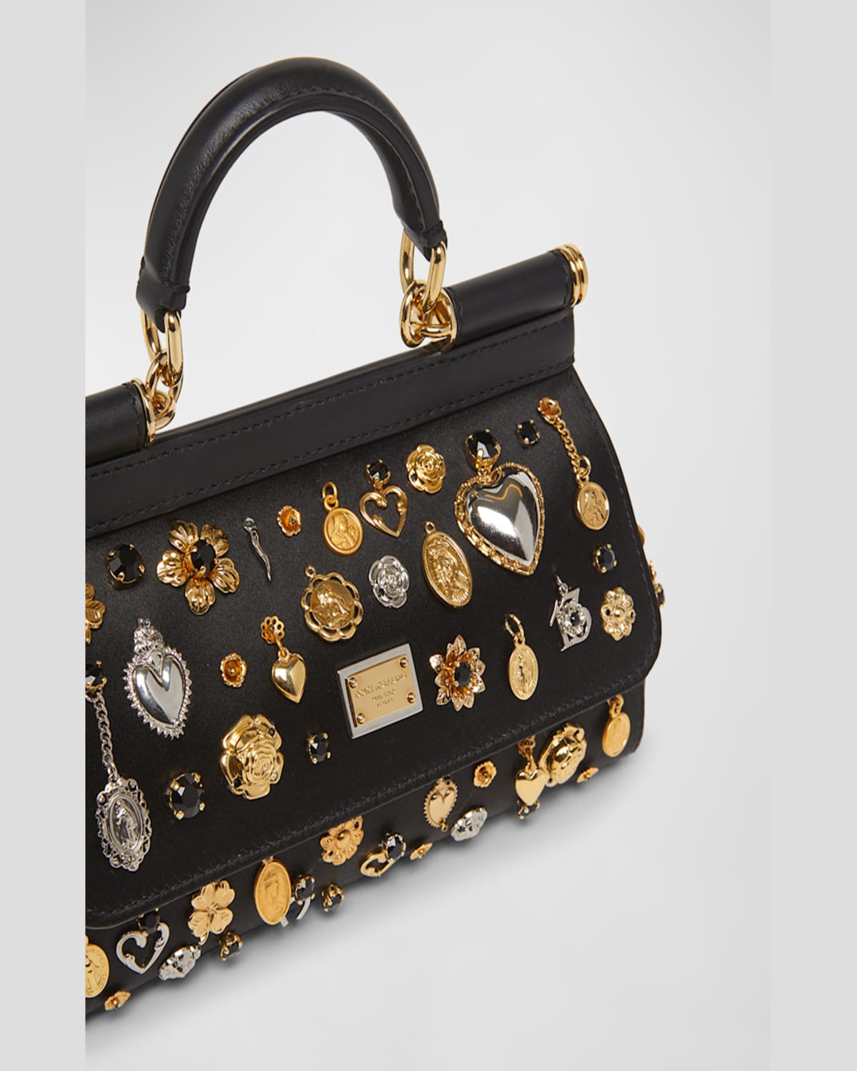 Dolce & Gabbana Small Sicily Handbag In Nero Multicolor