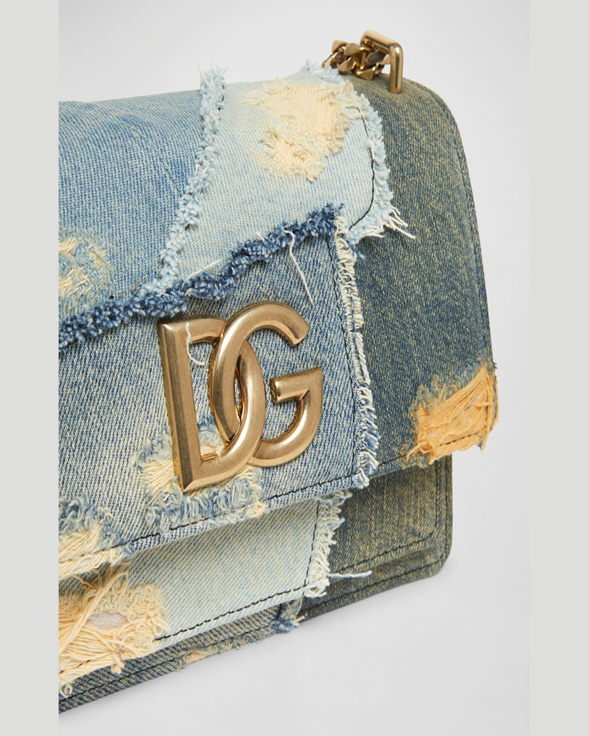 DOLCE & GABBANA PATCHWORK DENIM CROSSBODY BAG 