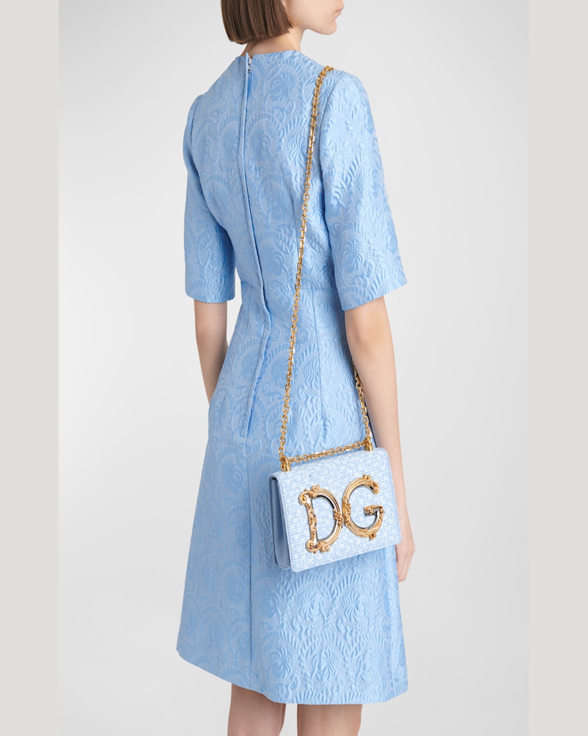 Dolce & Gabbana Dg Girls Flap Boucle Crossbody Bag In Carta Zucchero