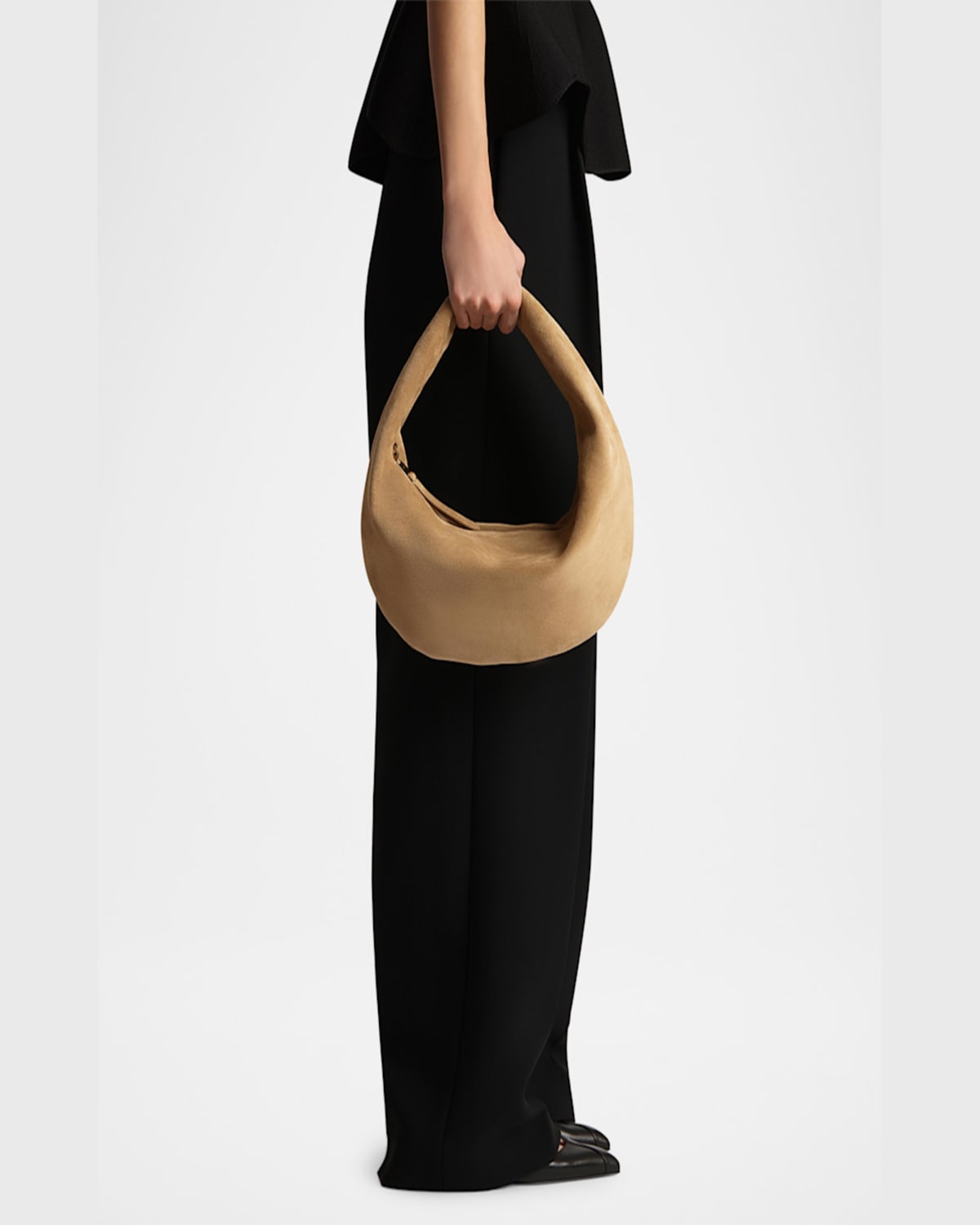Khaite Medium Olivia Hobo Bag Wheat Suede In Wheat