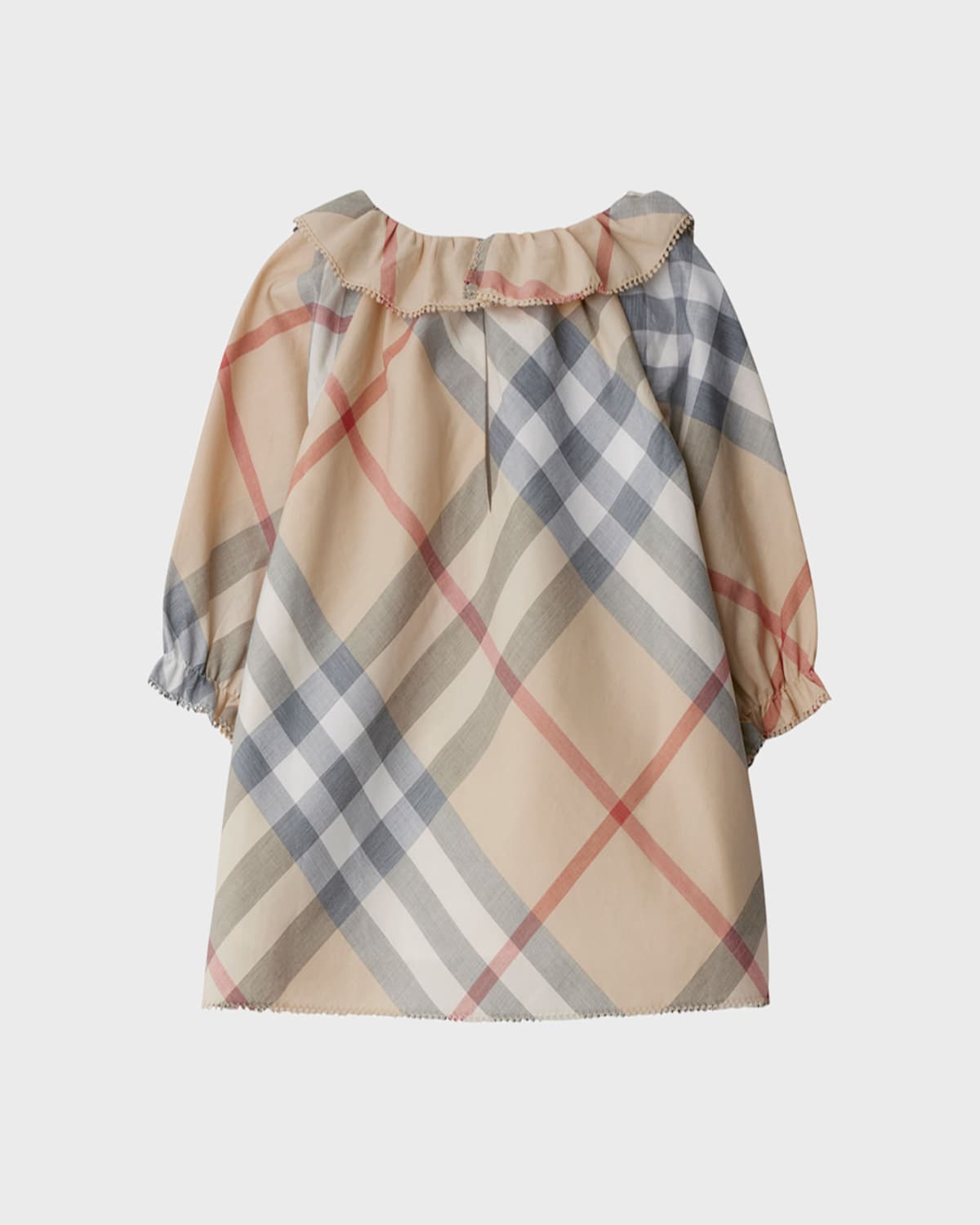 Burberry Check Cotton Dress With Bloomers In Pale Stone Check