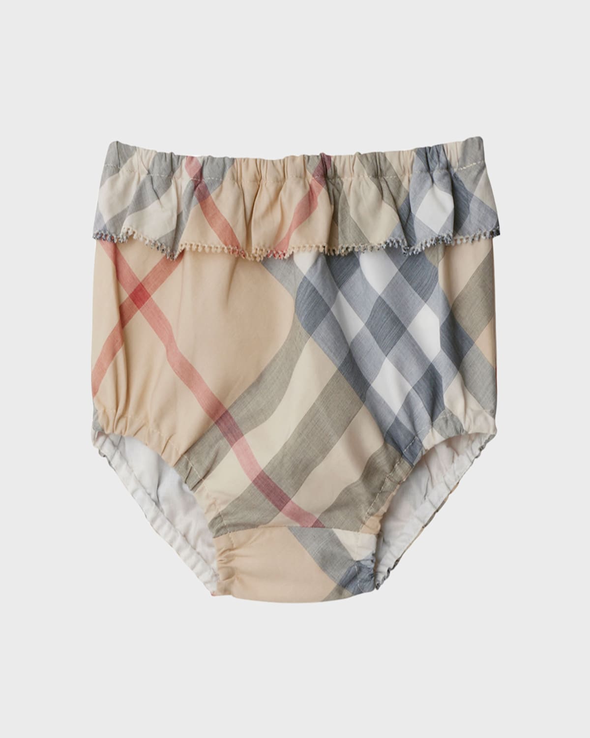 Burberry Check Cotton Dress With Bloomers In Pale Stone Check