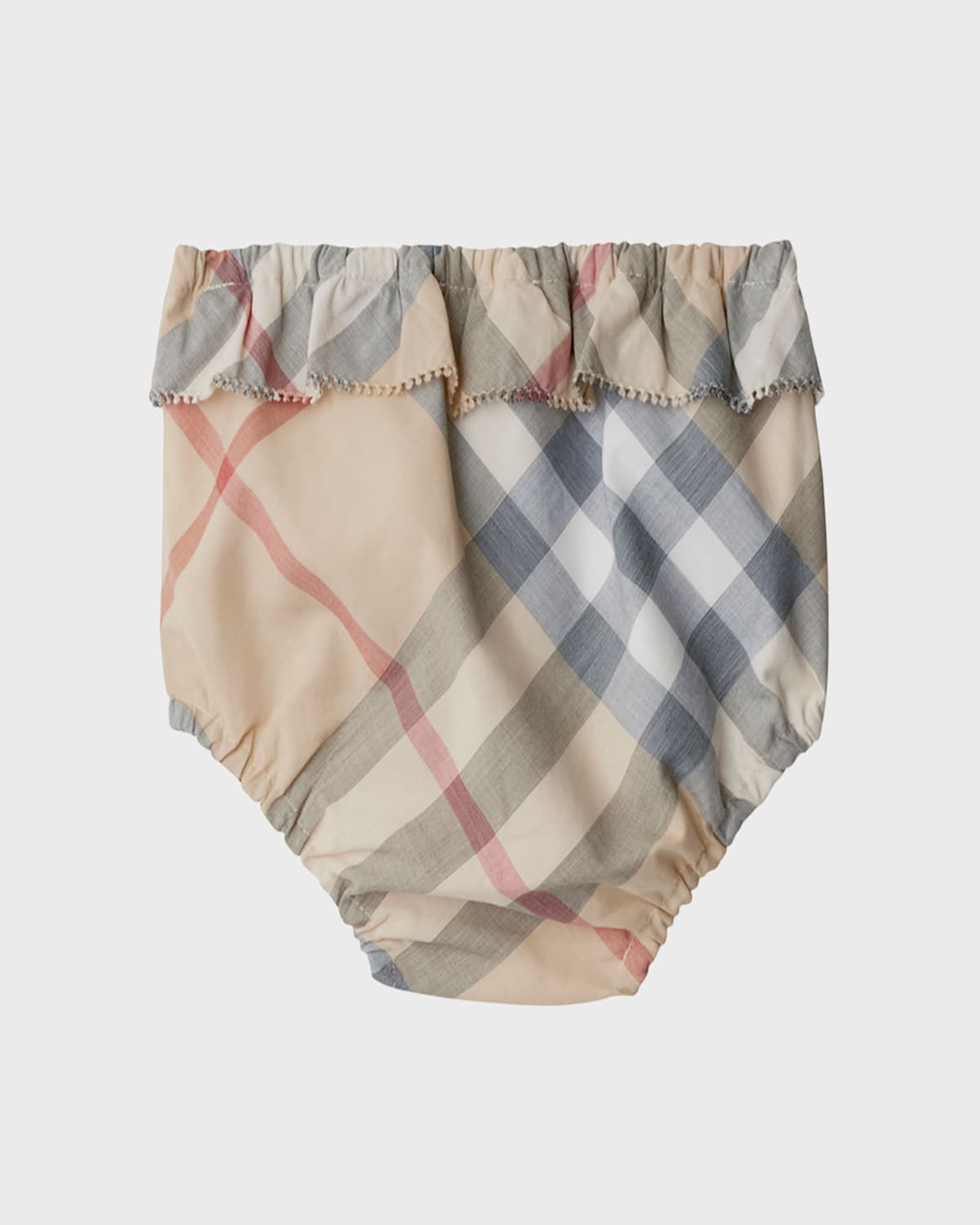 Burberry Check Cotton Dress With Bloomers In Pale Stone Check