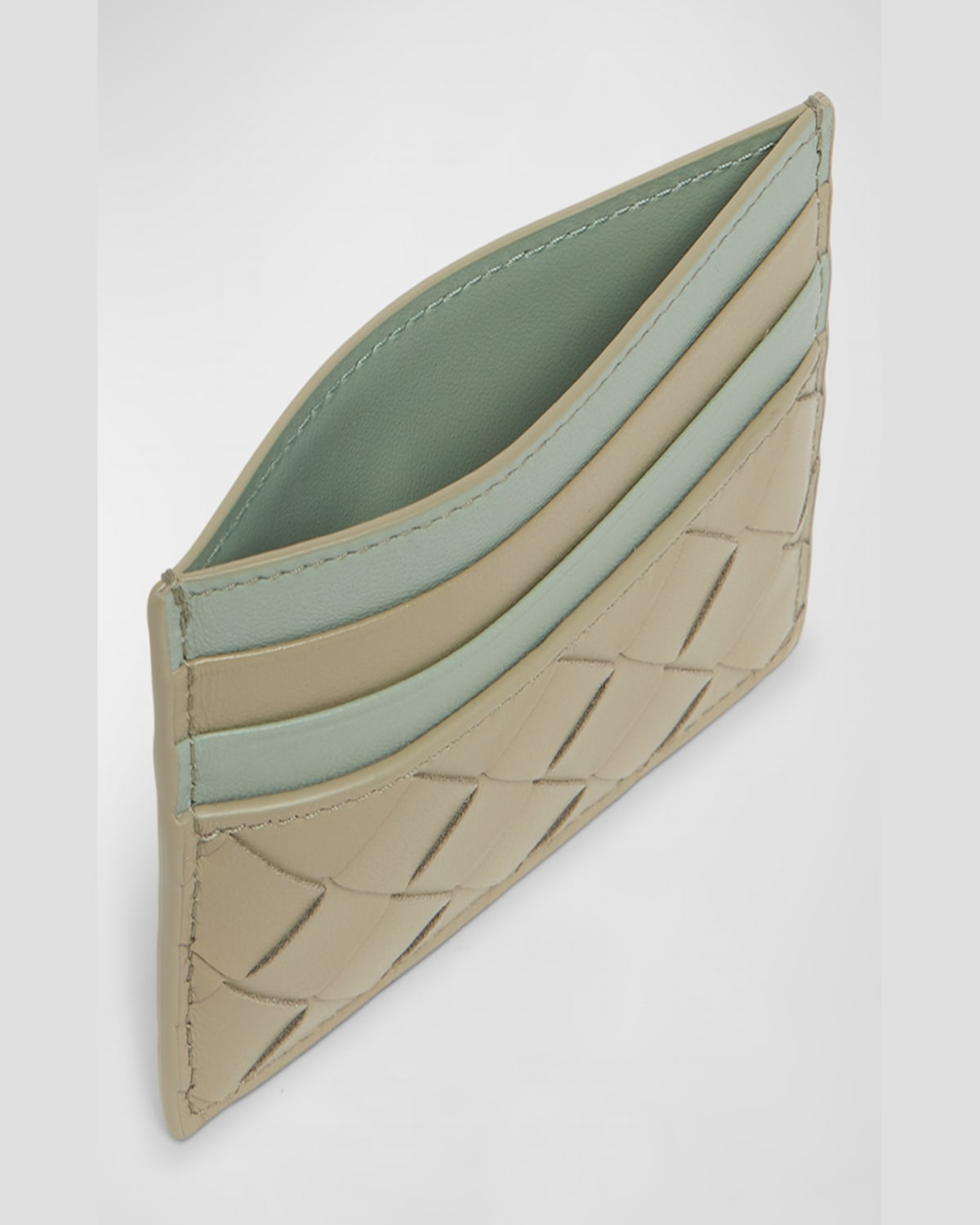 Bottega Veneta Leather Card Case In Trane