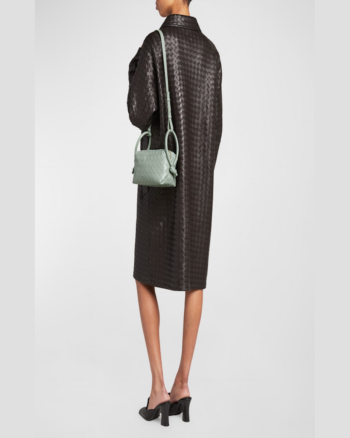 Bottega Veneta Small Loop Intrecciato Leather Crossbody Bag In New Sauge