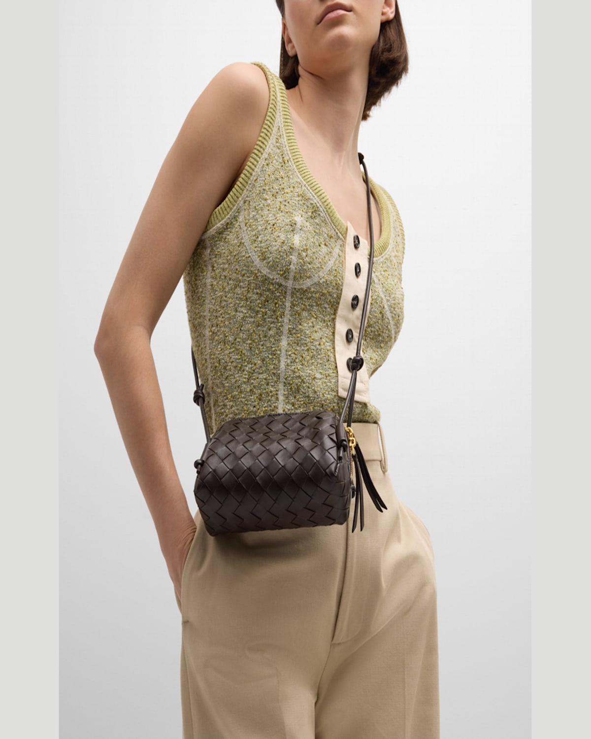 Bottega Veneta Zip Leather Pouch Shoulder Bag In Black
