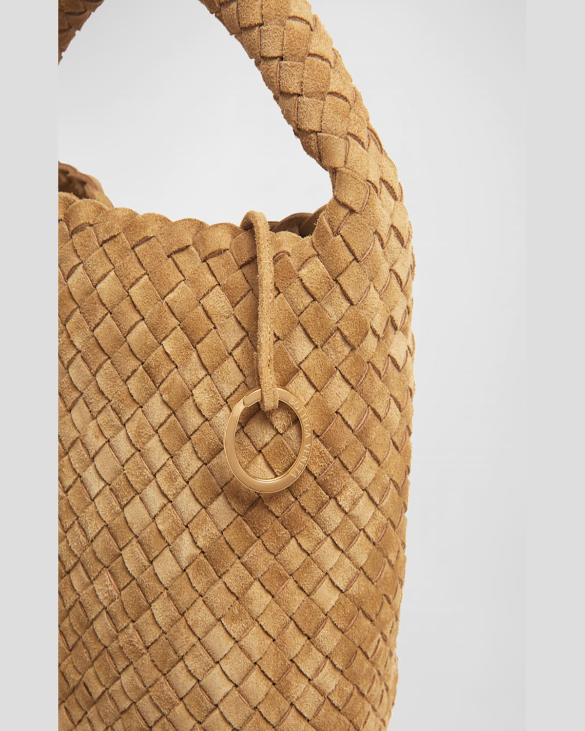 Bottega Veneta Cabat Suede Cashmere Bucket Bag In Dark Praline