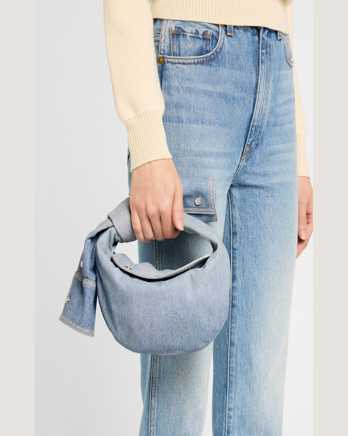 BOTTEGA VENETA JODIE MINI SHIRT DENIM TOP-HANDLE BAG 