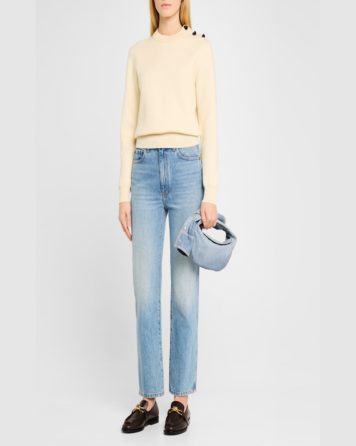 BOTTEGA VENETA JODIE MINI SHIRT DENIM TOP-HANDLE BAG 