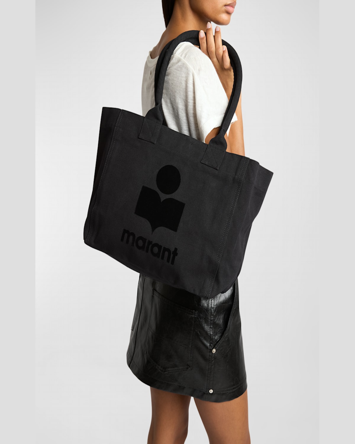 Isabel Marant Yenky Zip Canvas Cotton Tote Bag In Black