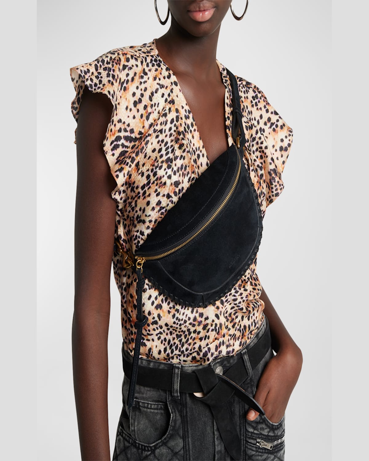 ISABEL MARANT SKANO BRAIDED SUEDE BELT BAG