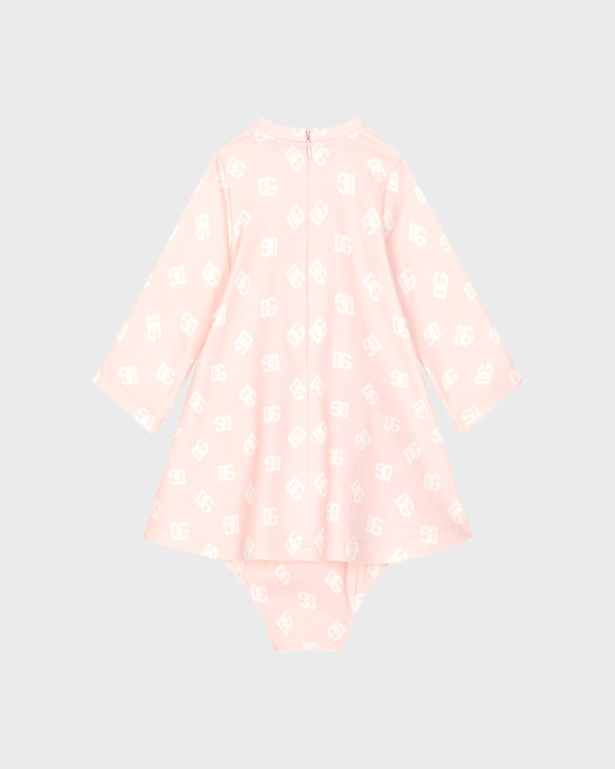 Dolce & Gabbana Girl's Interlocked Logo-print Dress W/ Bloomers In Light Pink Print