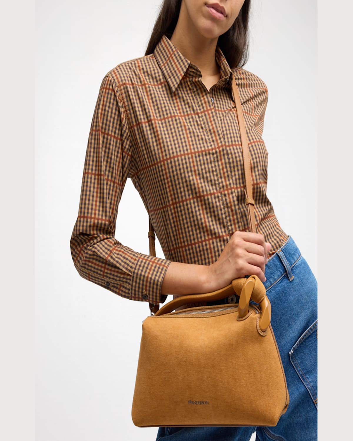 Jw Anderson Corner Canvas Top-handle Bag In Caramel