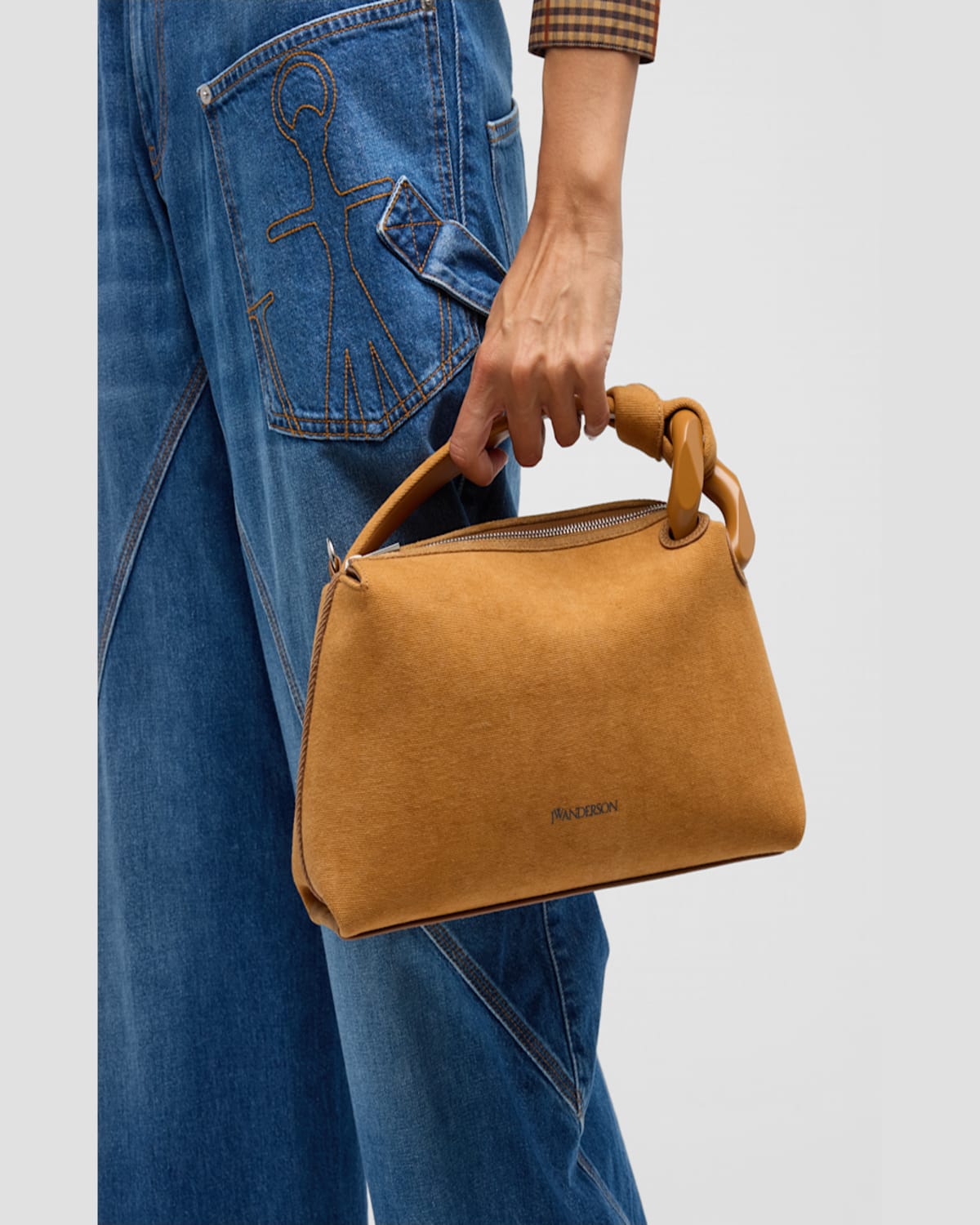 Jw Anderson Corner Canvas Top-handle Bag In Caramel