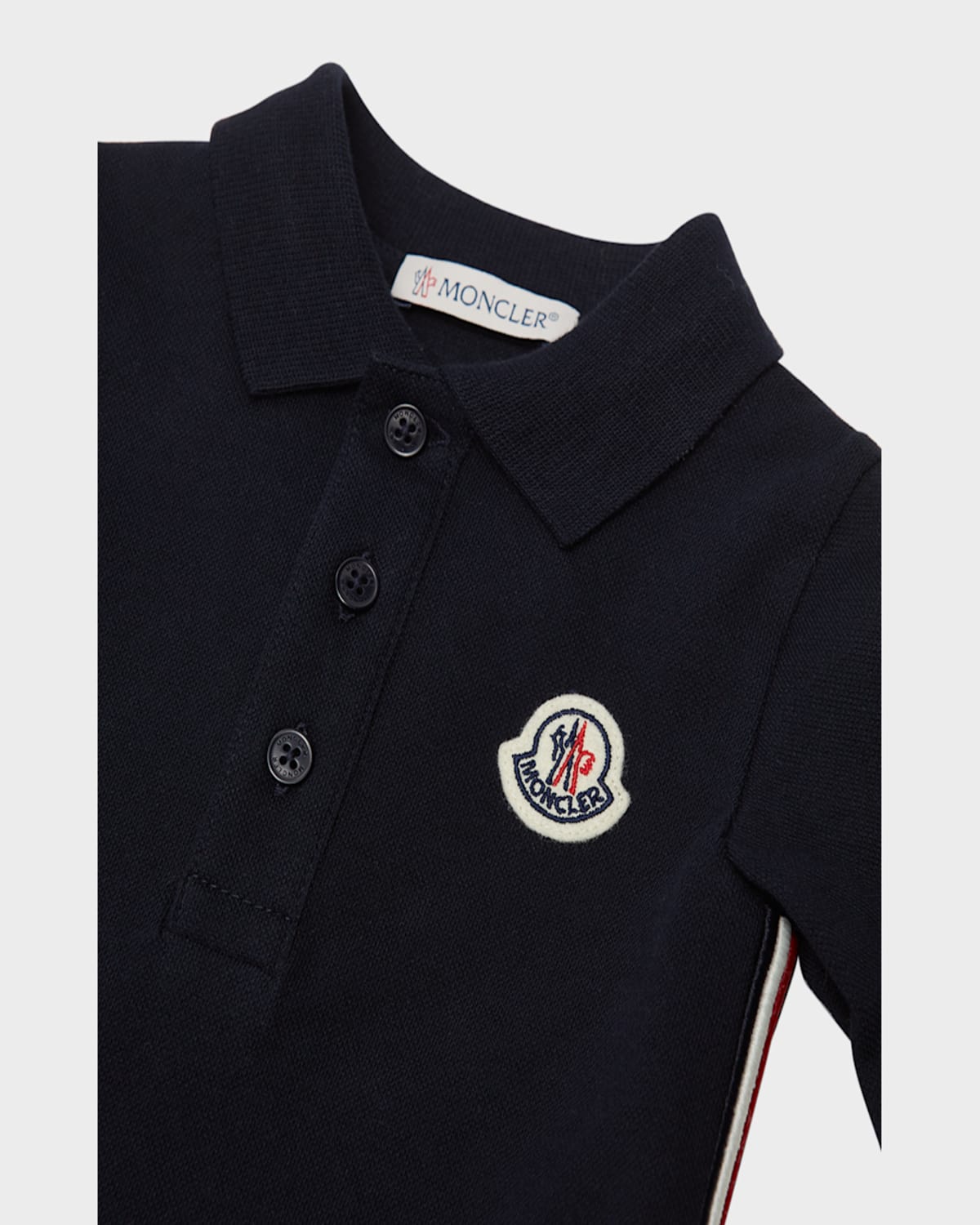 Moncler Tricolor Cotton Piquet Baby Grow Blue In Navy