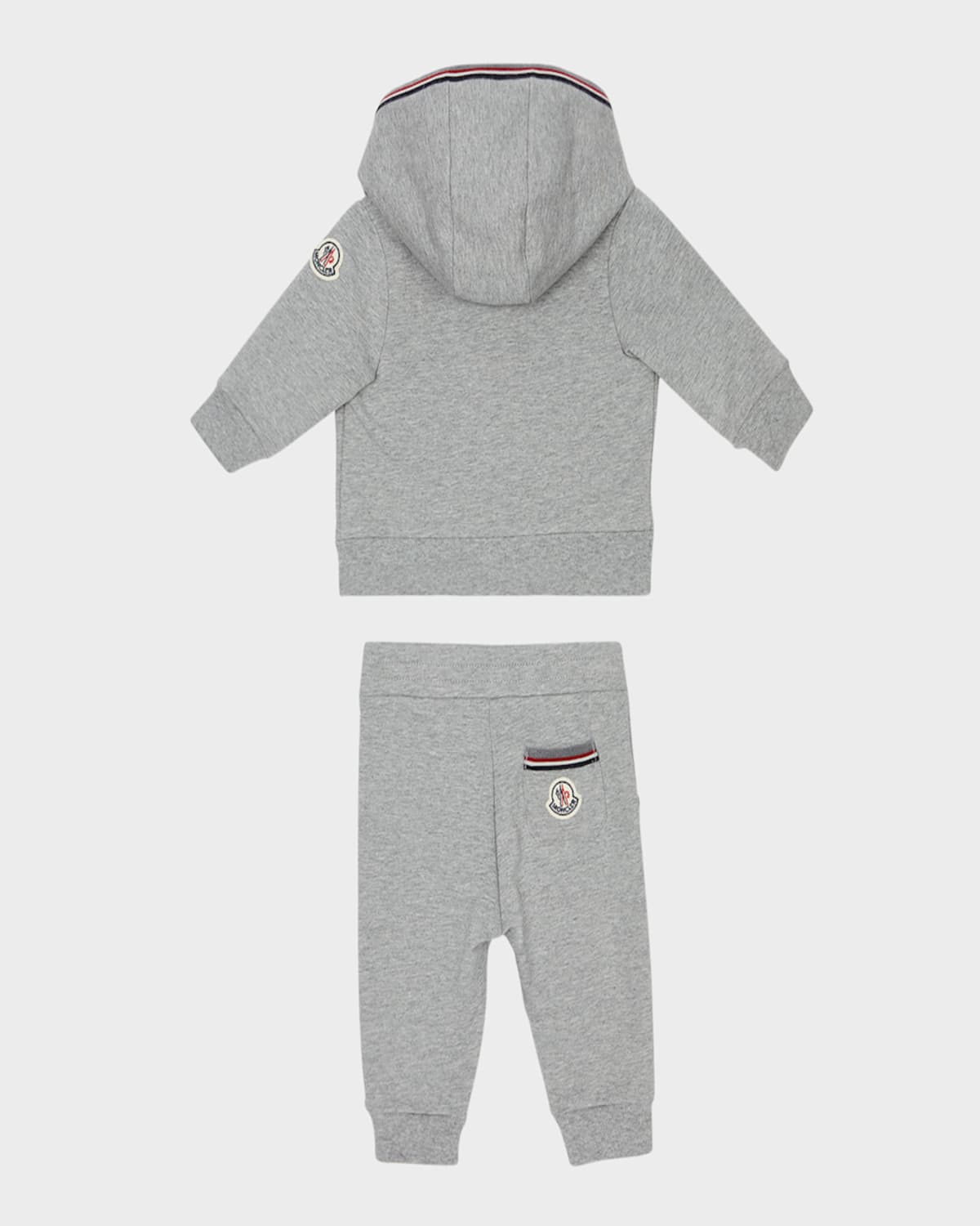 Moncler Striped-trim Logo Patch Tracksuit In Grey