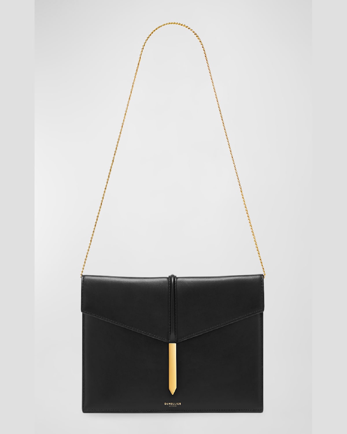 Demellier The Tokyo Leather Clutch Bag In Black Smooth