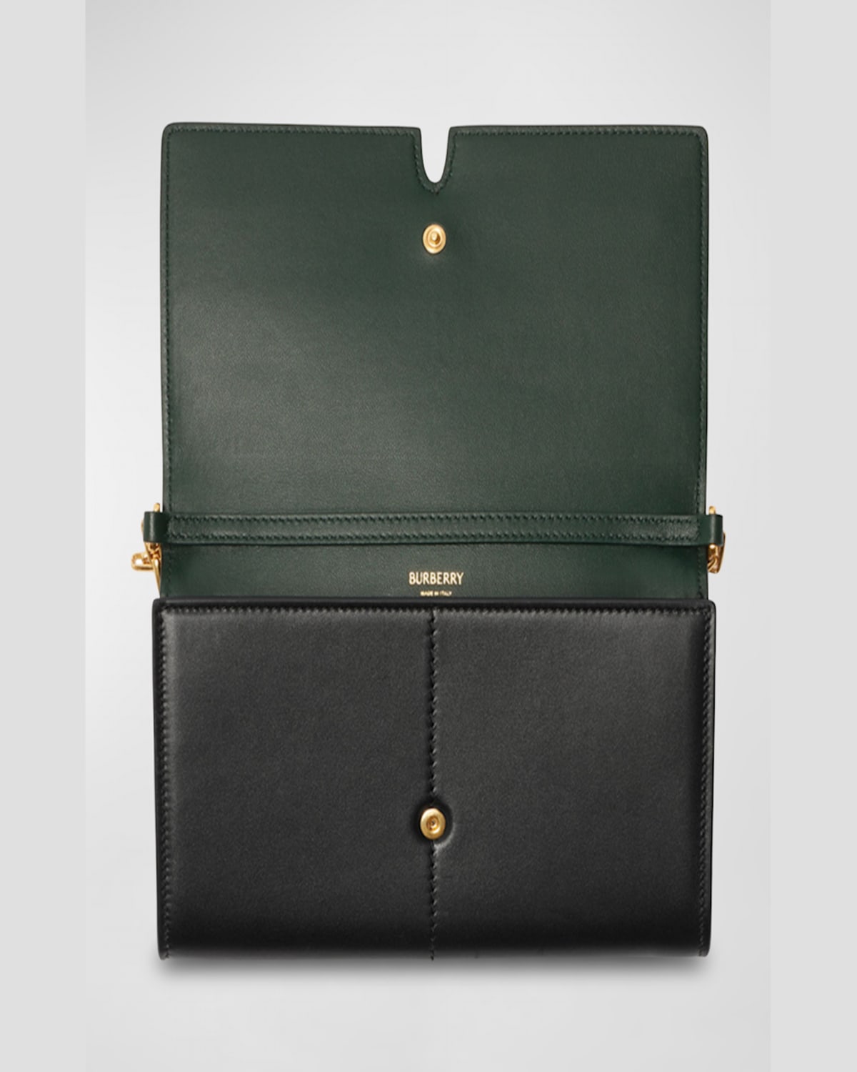 Burberry Snip Flap Leather Wallet On Chain In Black
