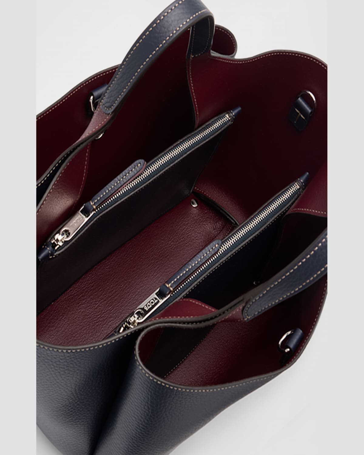 Tod's Calf Leather Tote Bag In Navy