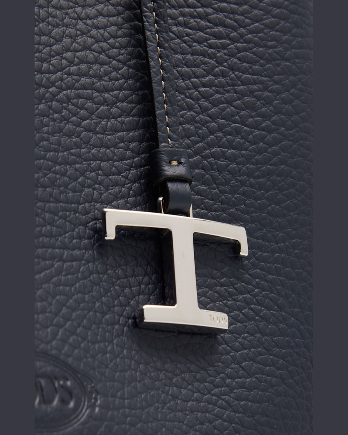 Tod's Calf Leather Tote Bag In Navy