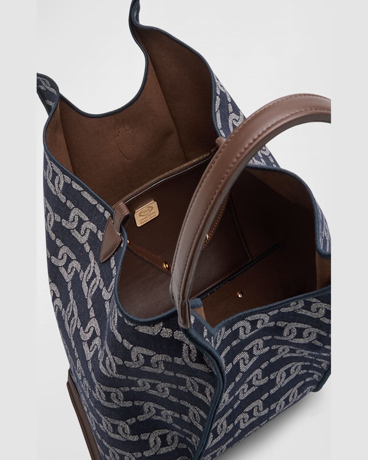 Tod's Logo Canvas Shopper Shoulder Bag In Denim Link