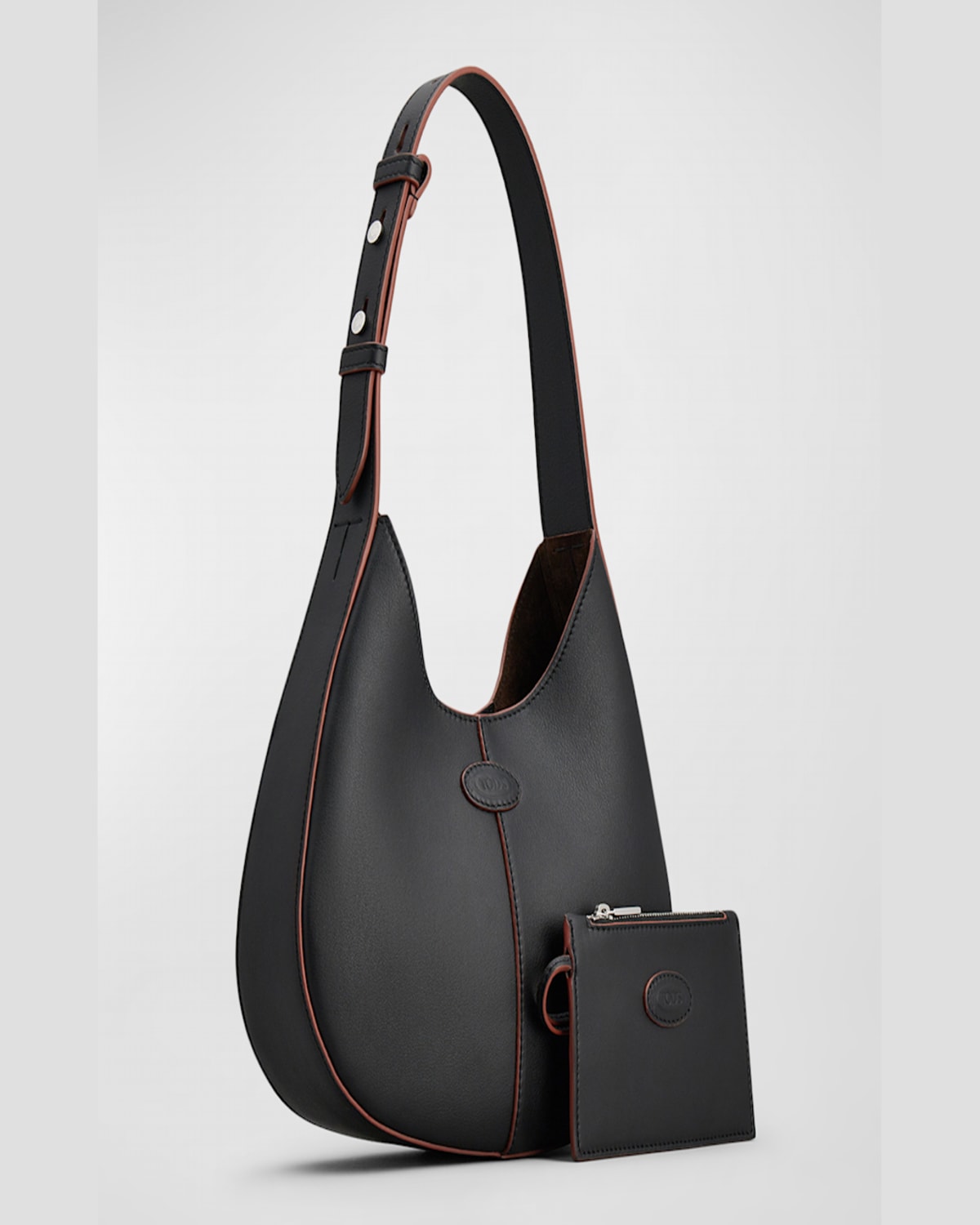 Tod's Black Di Medium Leather Hobo In Nero