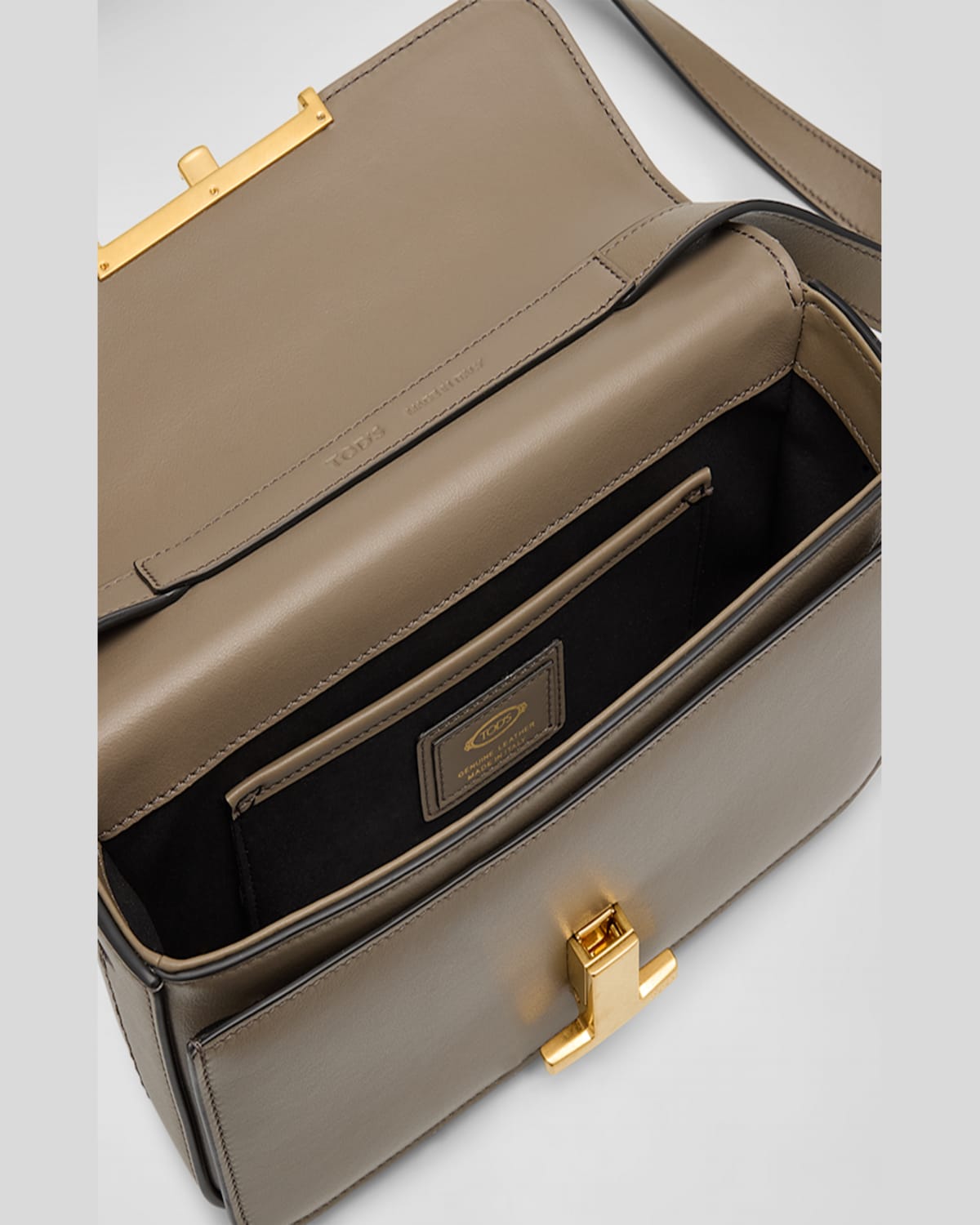 Tod's Micro T-timeless Leather Shoulder Bag In Tortora Scuro