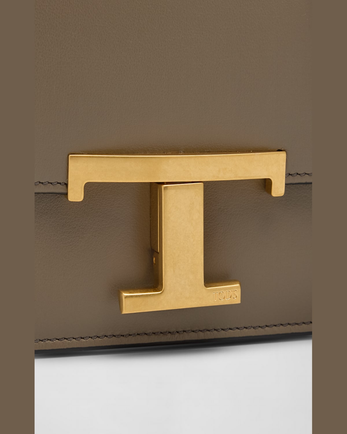 Tod's Micro T-timeless Leather Shoulder Bag In Tortora Scuro
