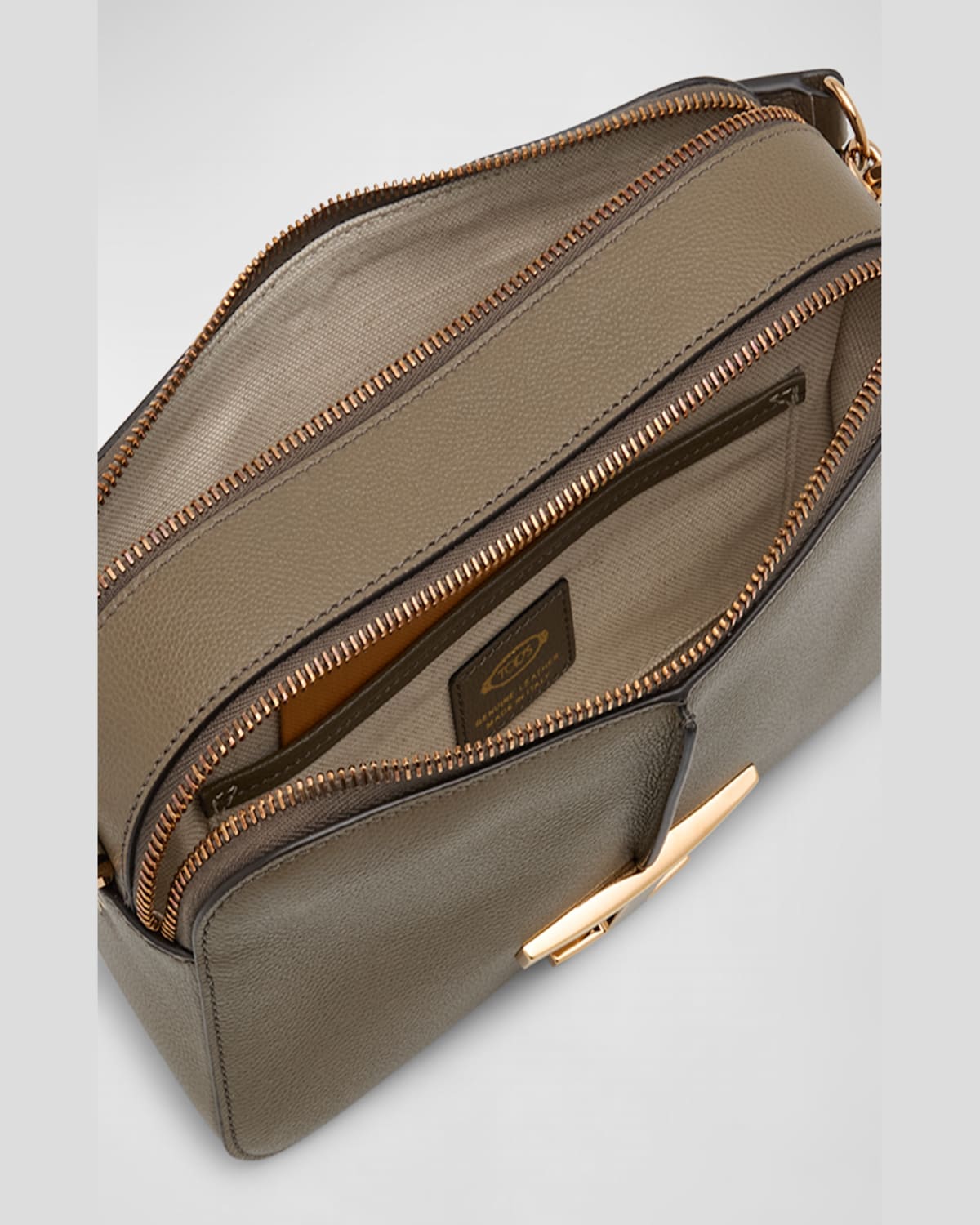 Tod's Mini Calfskin Leather Camera Shoulder Bag In Tortora Scuro