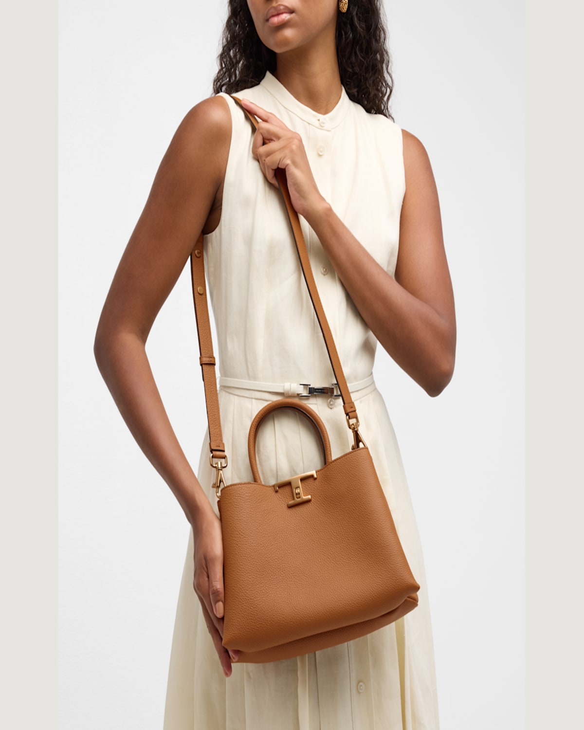 Tod's Calf Leather Top-handle Bag In Kenia Scuro