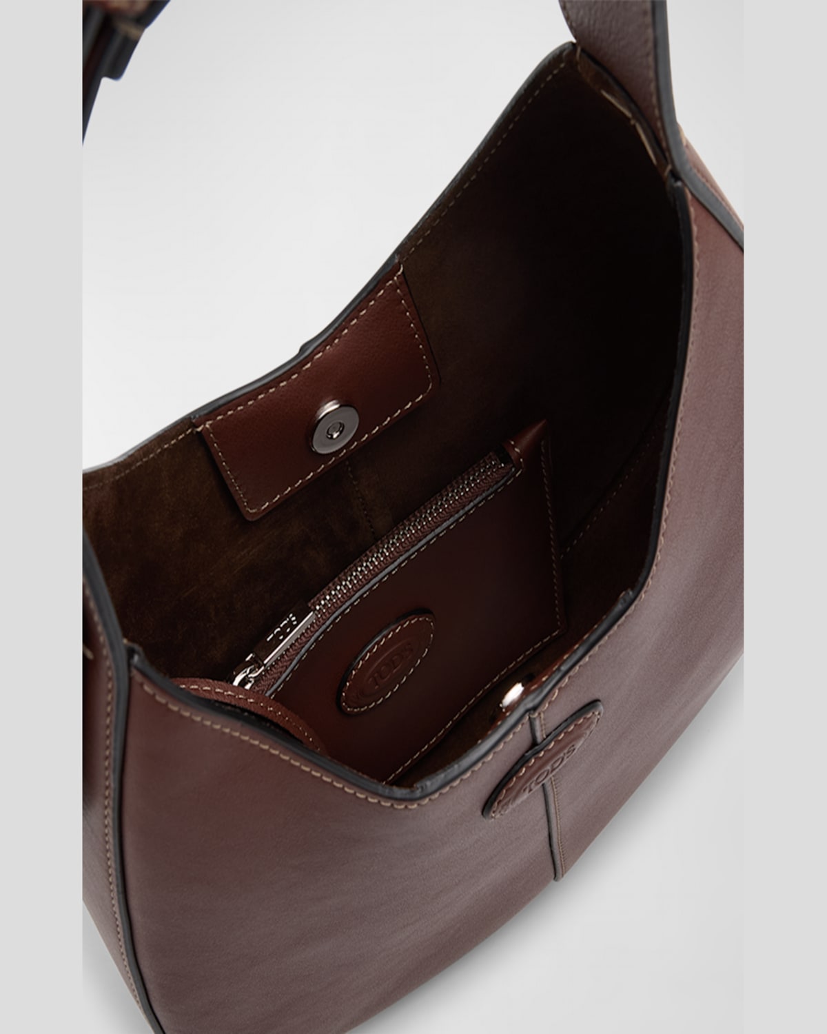 Tod's Di Mini Leather Hobo Bag In Mogano