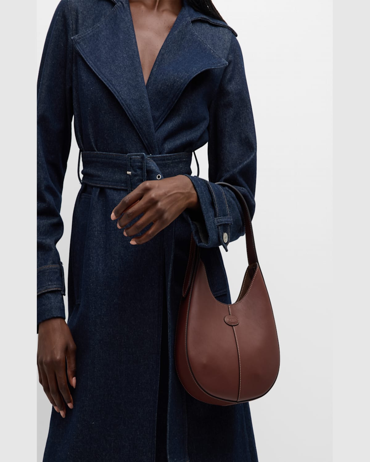 Tod's Di Mini Leather Hobo Bag In Mogano