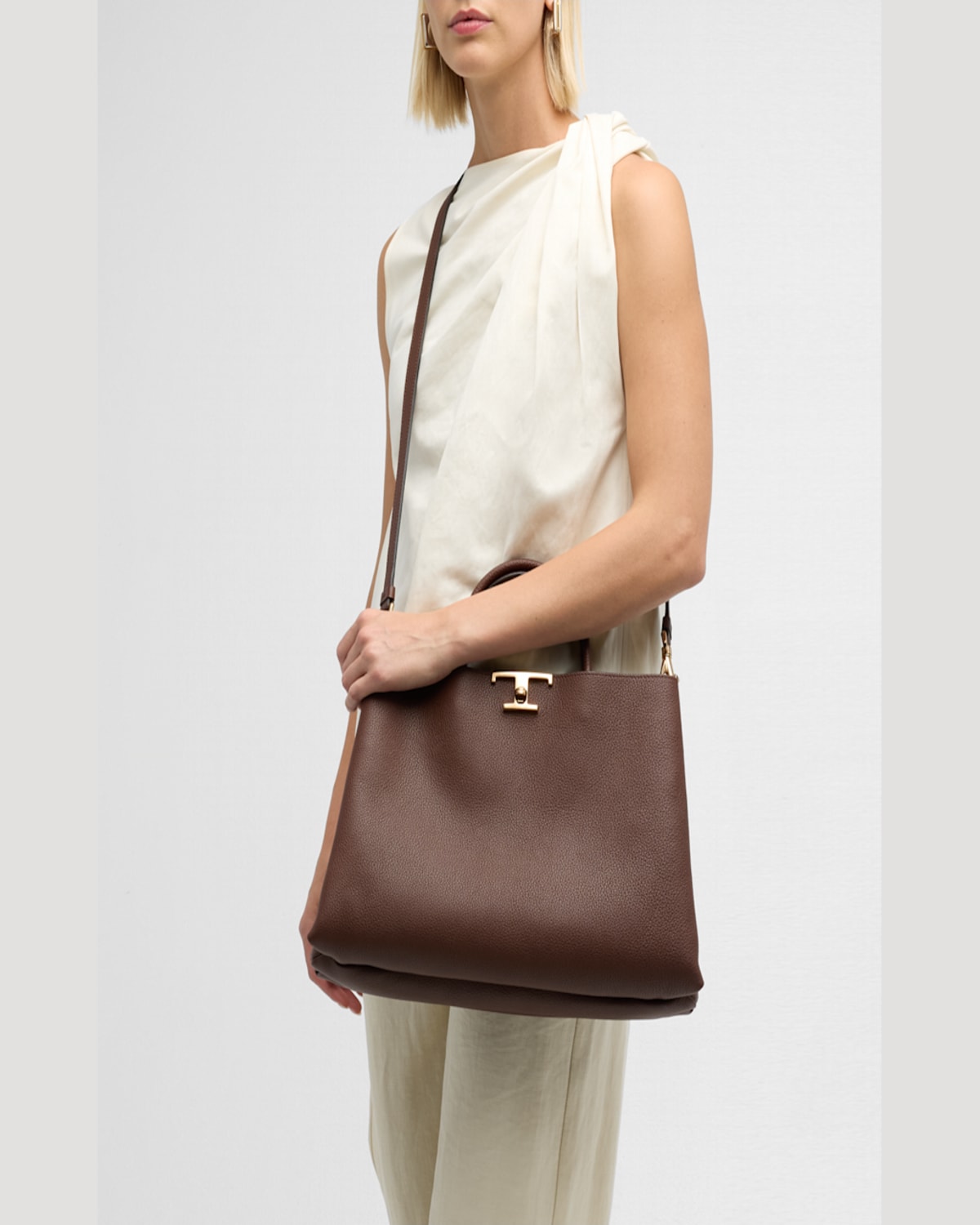 Tod's Calf Leather Top-handle Bag In Mogano