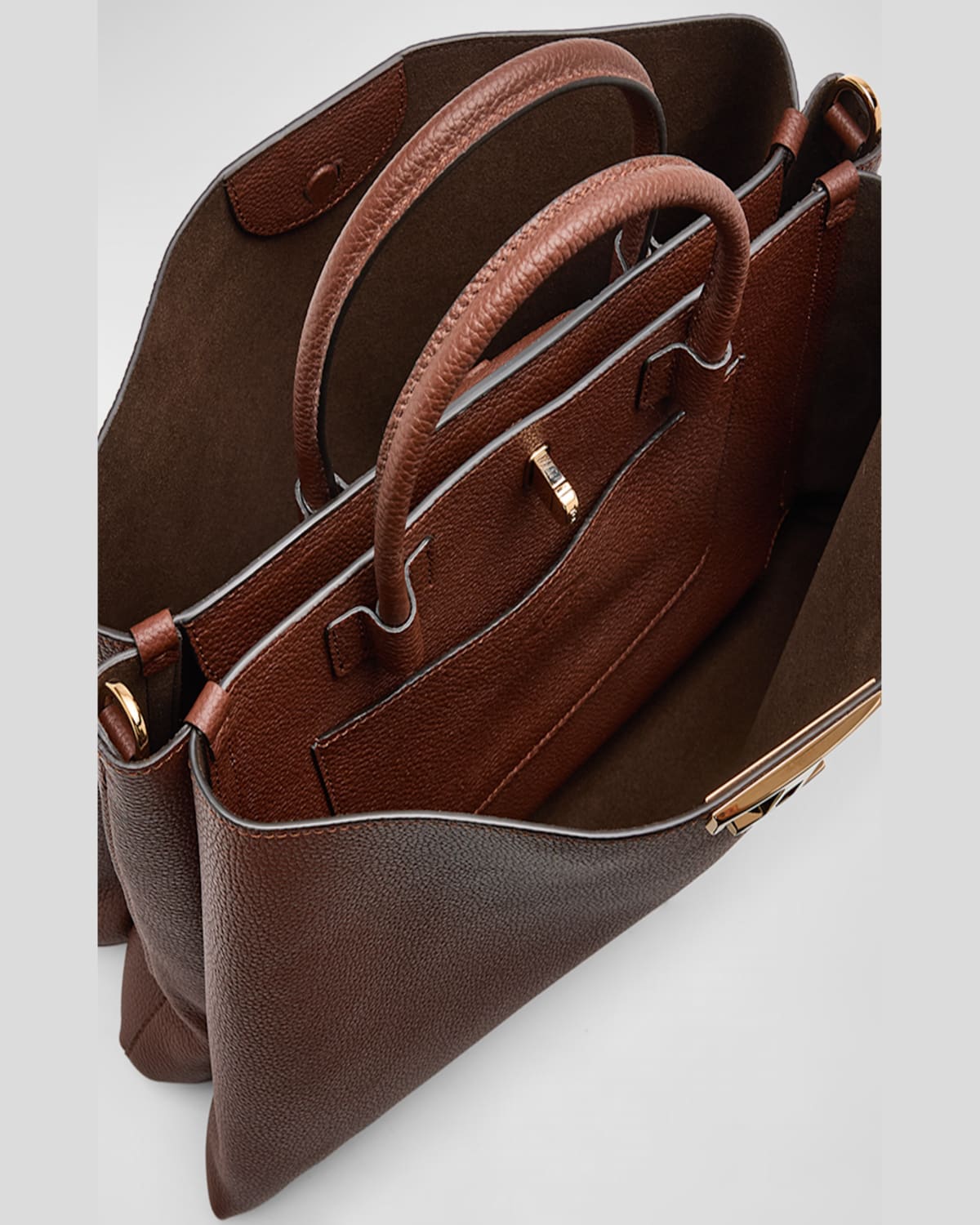 Tod's Calf Leather Top-handle Bag In Mogano