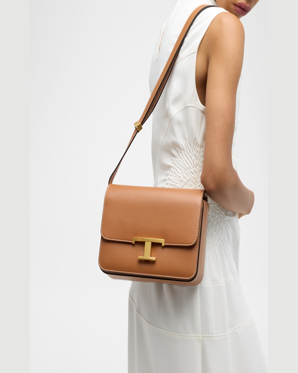 Tod's T Timeless Mini Leather Crossbody Bag In Kenia Scuro