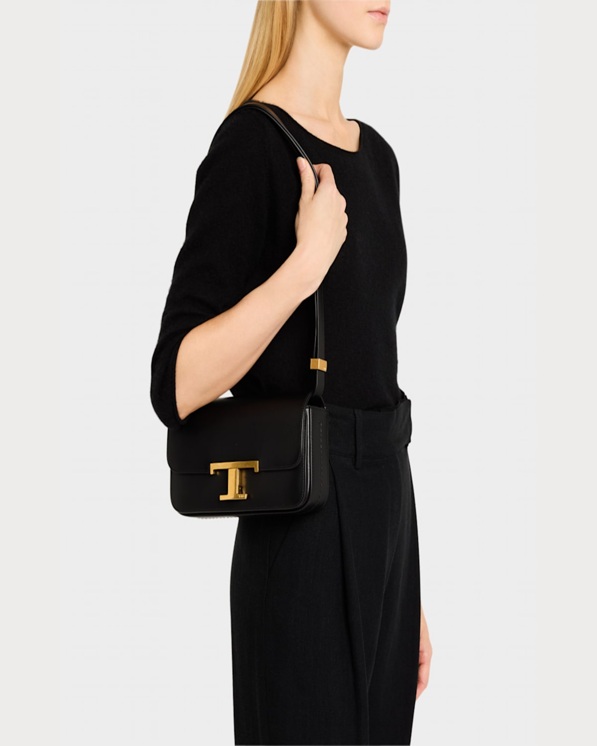 Tod's Micro T-timeless Leather Shoulder Bag In Nero