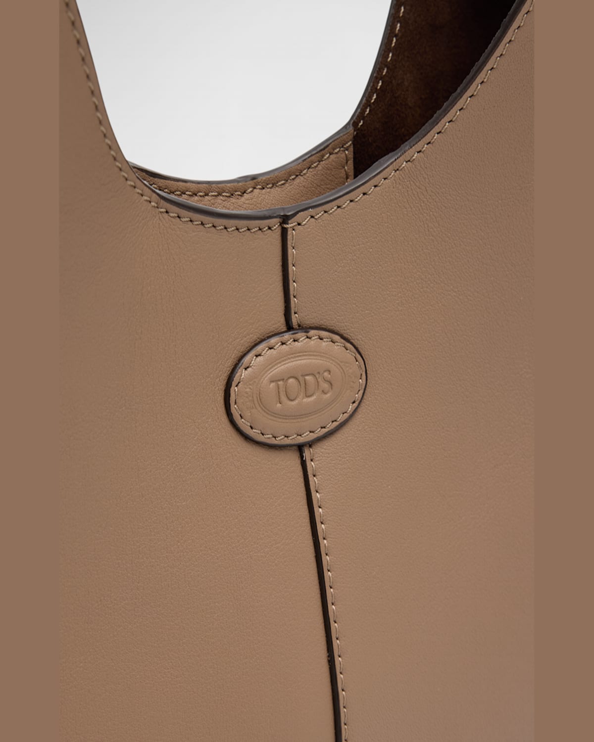 Shop Tod's Di Mini Leather Hobo Bag In Creta Chiaro