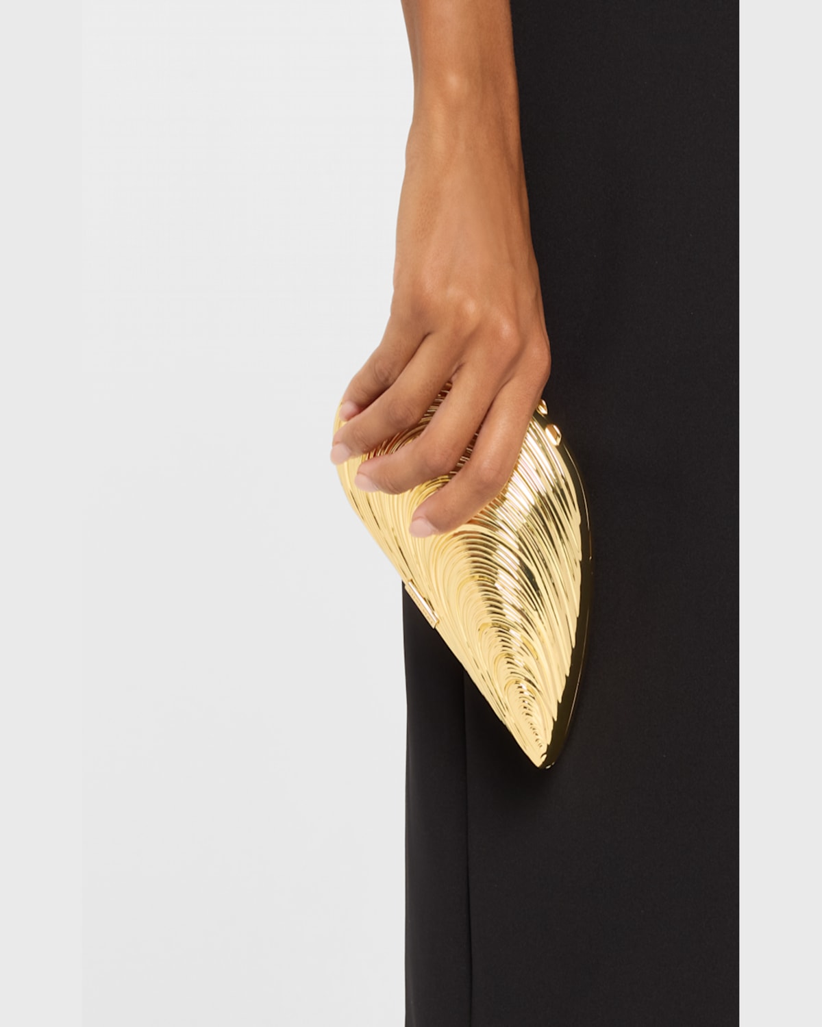 Simkhai Bridget Mini Metal Oyster Shell Clutch Bag In Gold