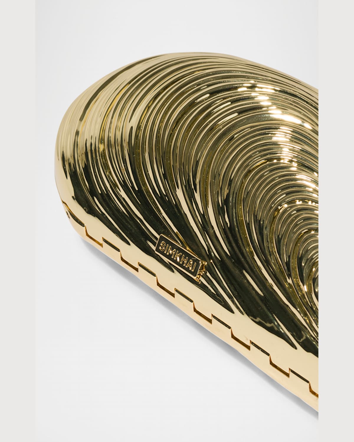 Simkhai Bridget Mini Metal Oyster Shell Clutch Bag In Gold