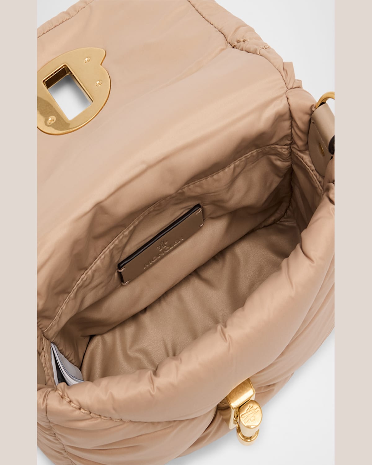 Moncler Mini Puf Crossbody Bag In Beige