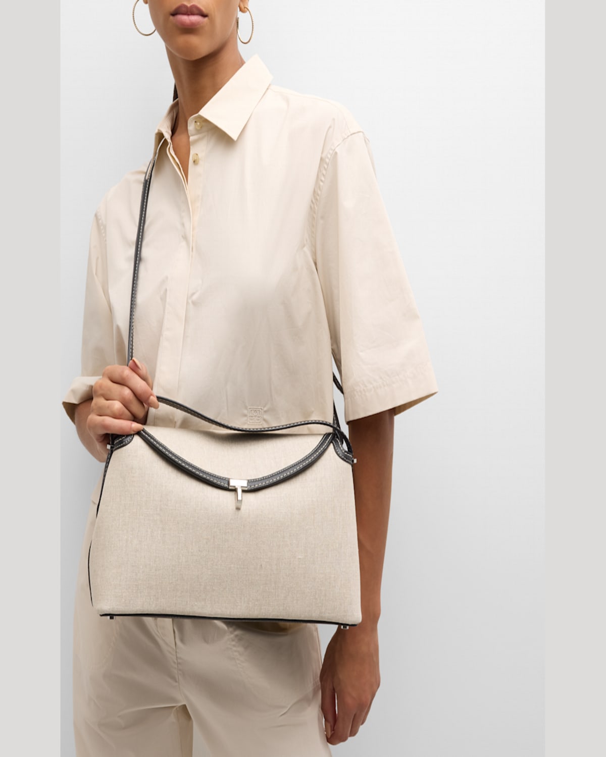 Totême T-lock Canvas Top-handle Bag In Dark Green