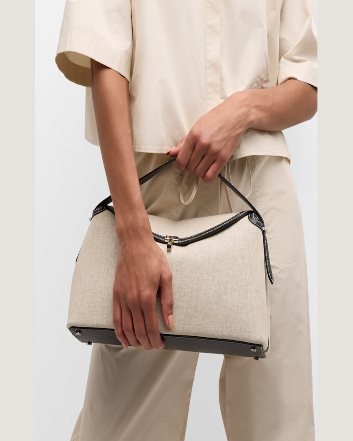 Totême T-lock Canvas Top-handle Bag In Dark Green